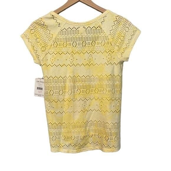 NWT Free People XS Yellow Burnout Distressed Tee Shirt Sunshine Top - Picture 6 of 10